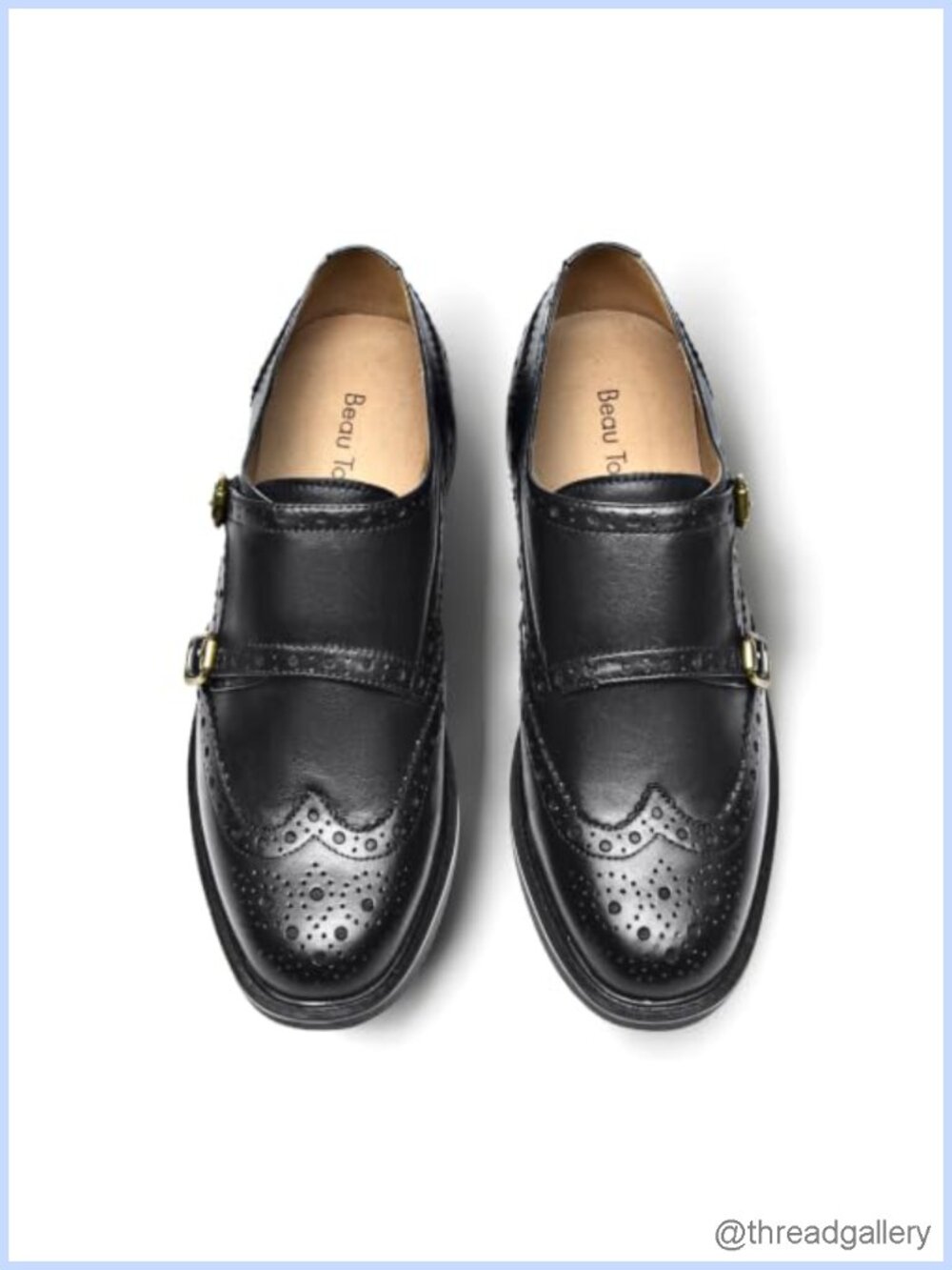 Monk Strap Shoe Women Genuine Leather Wingtip Brogue Business Loafers